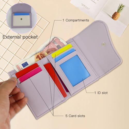 Andiker Small Womens Wallet, Trifold PU Leather Wallets for Women, Ladies Wallet with Floral Print Design (Blue)4