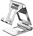 Licheers Adjustable Cell Phone Stand, Tablet Stand, Foldable Tablet Holder Cradle Dock for Desk Compatible with iPad, iPhone, Android Smartphone, Nintendo Switch and 4-13 Inch Devices (Silver)