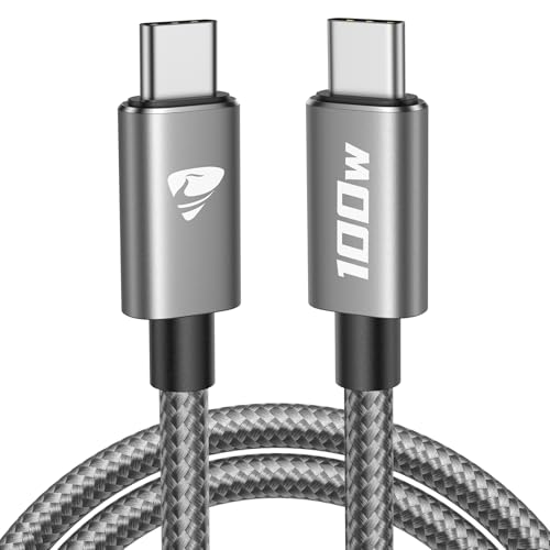Aioneus Cable USB C 100W, 2M Cable USBC Carga Rapida QC Cable USB C a USB C Trenzado Nylon Cable Tipo C Cargador para iPhone 17 16 15 Pro Max, Samsung S25 S24 Ultra, iPad Pro, MacBook, Pixel etc