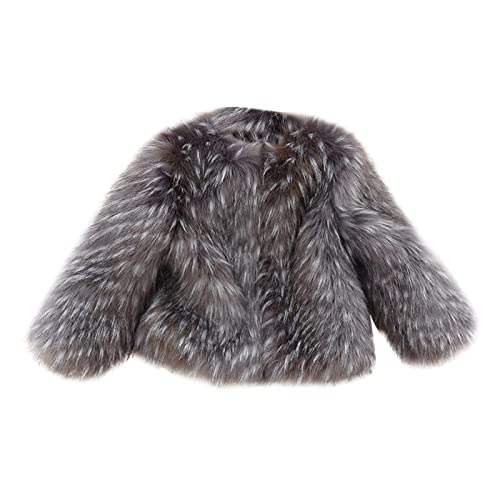 Kids Baby Girls Long Sleeve Furry Coat Faux Fur Coat Jacket Winter Thick Warm Fleece Fuzzy Coat Outwear Clothes