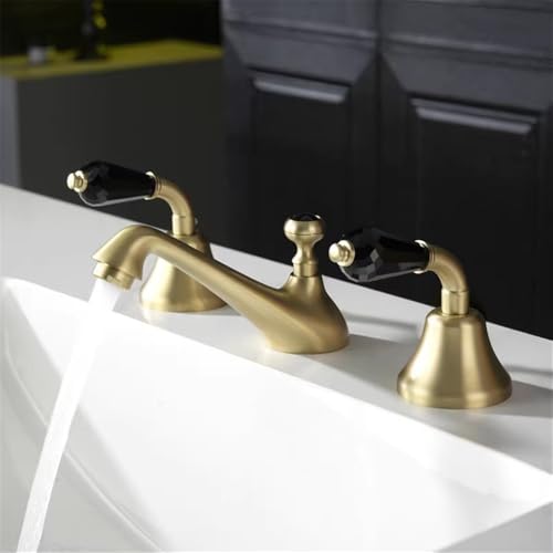 Mitigeur lavabo 3 trous à double commande précis noir et chrome - 3