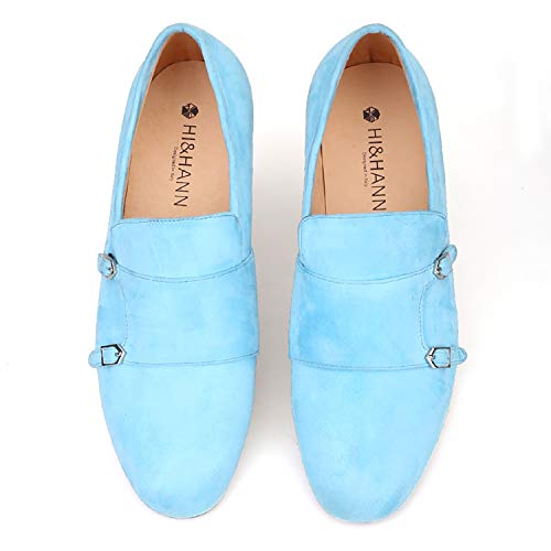 HI&HANN Men Velvet Shoes with Velvet Hasp cCasual Shoes British Style Shoes Slip-on Loafer Smoking Slipper