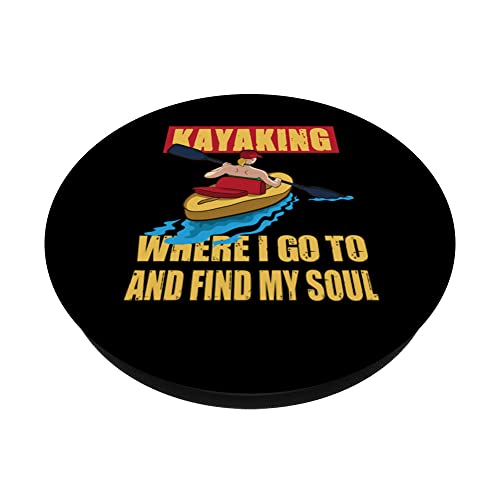 Kayaking Where I Go To And Find My Soul PopSockets Swappable PopGrip, Black - Image 2