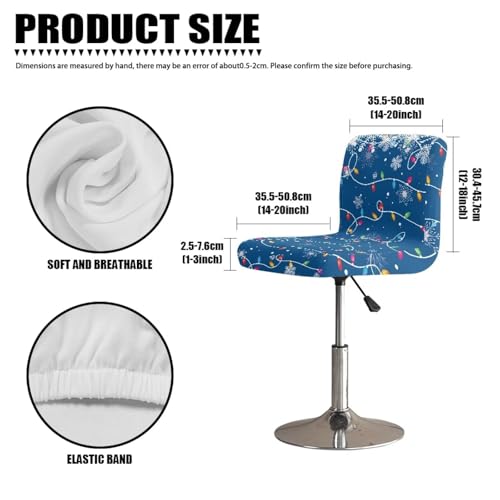 Image of Bar Stool Covers with Backs Square Barstool Covers Christmas Snowflake Lights Elastic Swivel Bar Stool Covers Slipcovers Non-Slip Cushion Slipcover Set of 2