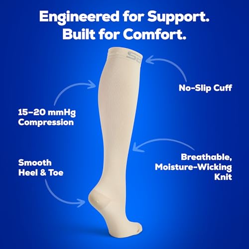 Image of SB SOX 3-Pair Compression Socks (15-20mmHg) for Men & Women - Comfortable Socks, Easy to Put On - Best Socks for Daily /Any Use, Running, Nurse, Travel
