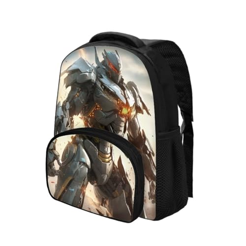 Robot Warrior Kids Boys School Backpack Cool Lightweight Large Capacity Kids Backpack with Two Side Pocket Laptop Travel Bags2