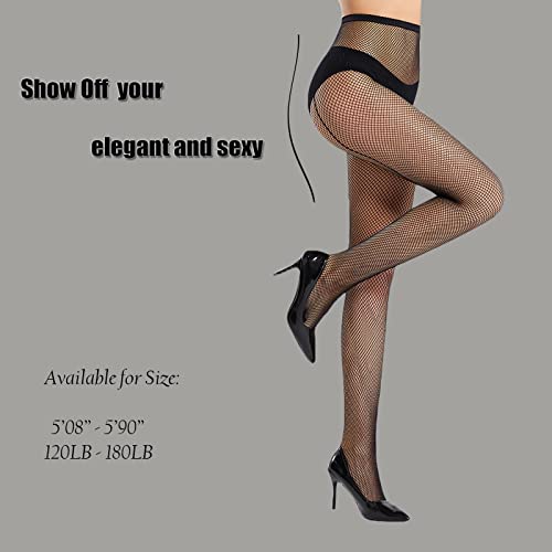 Sheer Patterned Fishnet Tights - 2 Pack Back Seam Lace Fish net Pantyhose High Waist, Hollow Mesh Stocking4