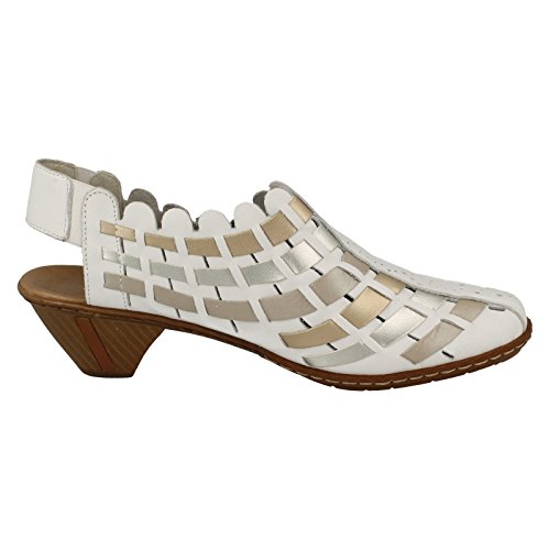 Image of Rieker 46778 Sina Women's Heels - Sling-Backs, Leather Upper, Hand-Woven Design, Anti-Stress Comfort, Flexible Sole, Secure Fit, and Timeless Everyday Style