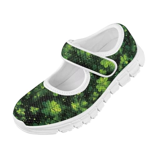Mary Janes for Girls St. Patrick's Day Print Dress Shoes Kids School Shoes Toddler Mesh Walking Shoes with Adjustable Strap