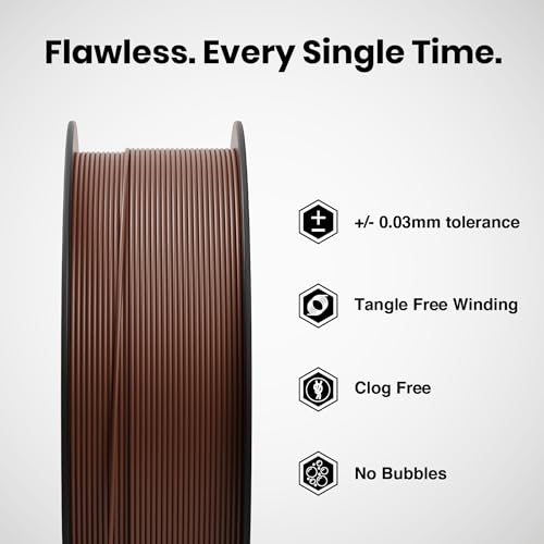 Image of NUMAKERS PLA+ 3D Printer Filament, 1.75mm, Dimensional Accuracy + /- 0.03 mm, 1 kg Spool (2.2 lbs), Compatible with Most FDM Printers (Chocolate Brown)