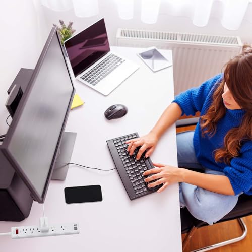 6 Ft Power Strip Surge Protector - Yintar Extension Cord with 6 AC Outlets and 3 USB Ports for Home, Office, Dorm Essentials, 1680 Joules, ETL Listed, White - 5