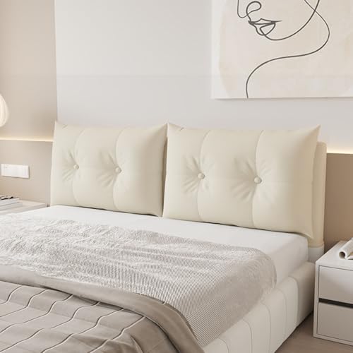 ZQBXHDZW Testata Letto Cuscini,Cuscino da Lettura per Letto,Cuscini Testata Letto,Pelle di Zampa di Gatto Non Lavabile,Copri Testiera Letto Matrimoniale Imbottito(160 * 60 * 15CM,Warm Goose White)