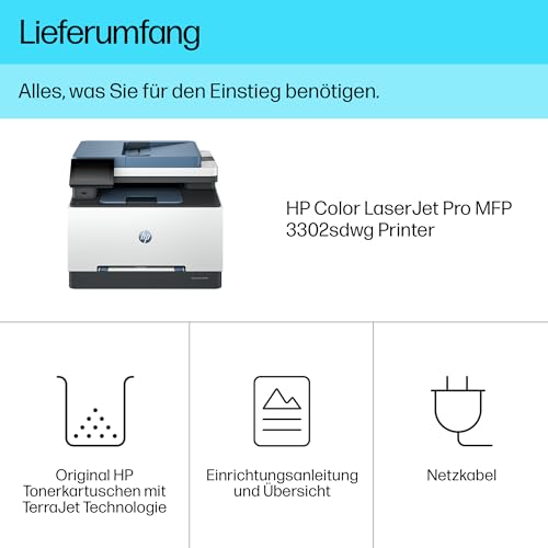 HP Color LaserJet Pro MFP 3302sdwg Multifunktions-Farblaserdrucker, Automatischer beidseitiger Druck, Hohe Druckgeschwindigkeit, Touchscreen, Wi-Fi, Ethernet, USB, Wolf Pro Security – Bild 6