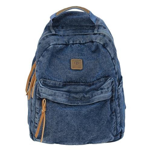 KAOBIO Mochila jeans estética vintage para mulheres e homens Grunge Y2k Mochila jeans de viagem universitária retrô leve mochila para o dia, Azul escuro, Medium, Casual