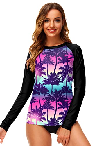 Deerose Long Sleeve Rash Guard For Women Tropical Athletic Uv Protective Surfing Swim Shirt 3Xl #TOP3