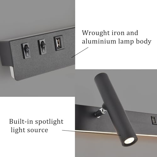 Lámparas de pared sin cables molestos gracias al aplique LED con USB para cabecera de cama 3