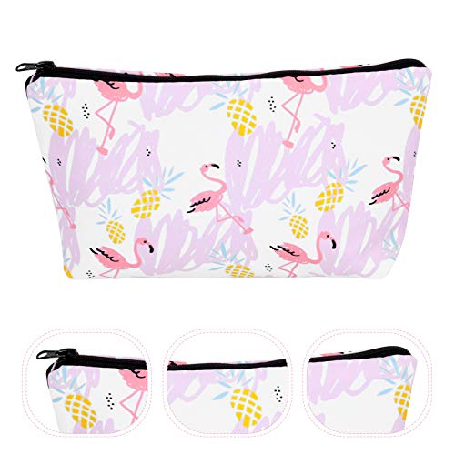ABOOFAN Bolsa de Armazenamento de Cosméticos Padrão de Flamingo Organizador de Bolsa de Maquiagem Po