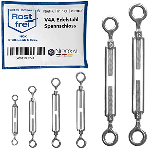 Edelstahl Spannschloss Öse-Öse 4 mm 2 Stück V4A (A4) Seilspanner/Drahtspanner rostfrei