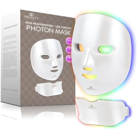 Project E Beauty LED Light Therapy Mask | LED Face & Neck Mask | Skin Rejuvenation | 7 Colors | Anti Aging | Reduce Wrinkles | Anti-inflammation | Brightening Skincare Mask Cover