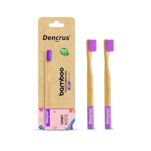 Image of Orby Kids Bamboo Toothbrush for Kids (Pack of 2) | Natural & Eco Friendly Oral Care | Soft Bristles Toothbrush for Toddler & Kid Dental Care | Organic Bamboo Handle - Lavender