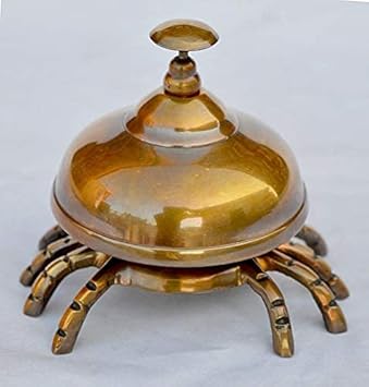 Vintage Star Antique Gift 2020 Old Antique Solid Brass Crab Front Desk Retail Counter Store Bell Call Ringer
