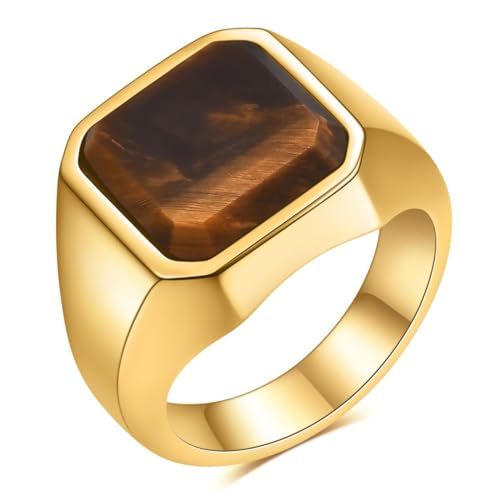 MYNENEY 14K Gold/Silver/Black Plated Square Signet Ring Anillos De Hombre Statement Classical Wedding Rings Band for Men