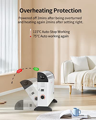 PROUS 2000W Konvektor Heizung Energiesparend, Elekroheizgerät Energiesparend, Heizung Elektrisch Energiesparend, Überhitzungsschutz, Geräuscharmes, Elektroheizung Energiesparend bis 20-30m² - Image 6