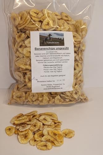 Bananenchips ungesüßt 1kg, Pony, Pferd, Nager