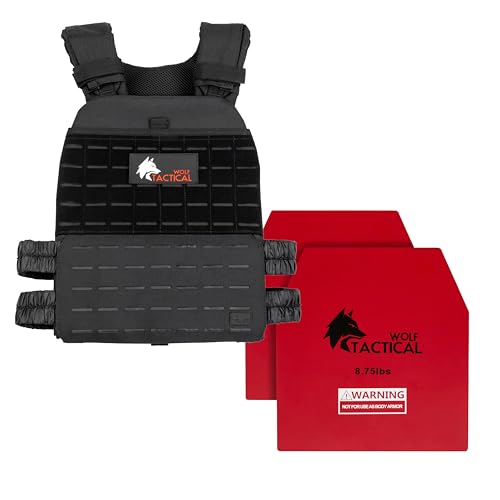 WOLF TACTICAL Weighted Vest and Weight Vest Plates (Black, 8.75lbs)