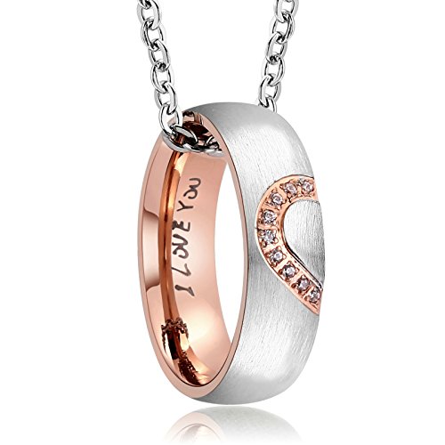 ANAZOZ Hers & Women's for Real Love Heart Promise Ring Stainless Steel Wedding Engagement Bands 6MM US Size 7.5