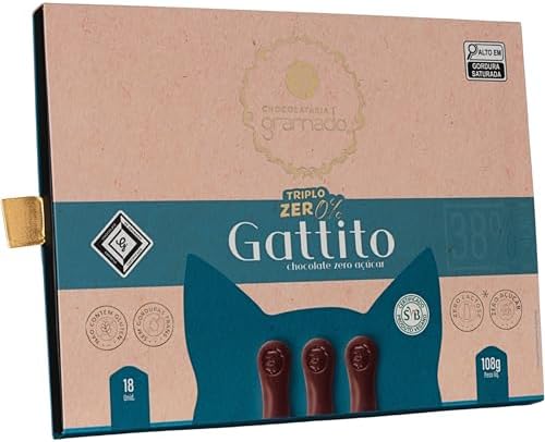 Chocolataria Gramado, Gattito de Chocolate 38% Cacau, Triplo Zero...