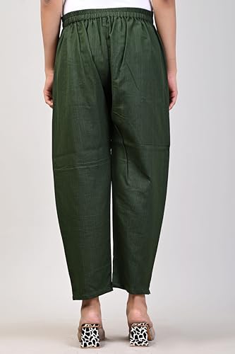 Image of Women Elastic Waist Regular Fit Casual Cotton Trouser Pants