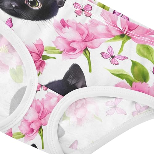 Cute Black Kittens Pink Floral Girls Underwear Toddler 2t Cotton Panties Little Girl Pattern Briefs Undies Kids4