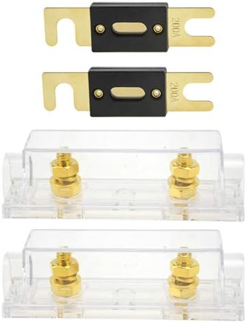 WMYCONGCONG 2 PCS 2 PCS 200 Amp ANL Fuse + ANL Fuse Holder, Gold Plated for Car Audio and Video System, clear