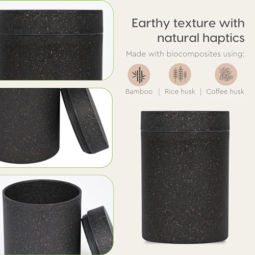 Image of Eha Earth Friendly Canister With Air Tight Lid | Food Storage Container Jars Set Of 3 | Microwave Safe | Made With Rice Husk And Bamboo Fibers | 700Ml | Charcoal,Multicolor