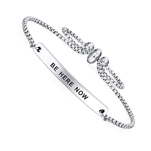 Dainty Cuff Bracelet - BE HERE NOW - Mindfulness Mantra