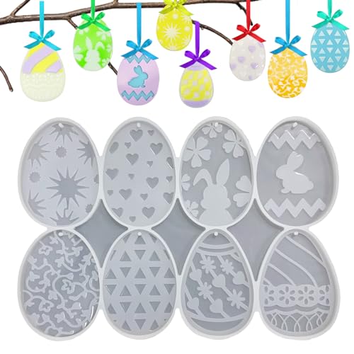 UTEFIF Moldes de silicone de Páscoa, moldes de resina, porta-chaves de ovo de coelho, jóias de Páscoa, velas DIY, sabão, jóias, artesanato, decoração de casa