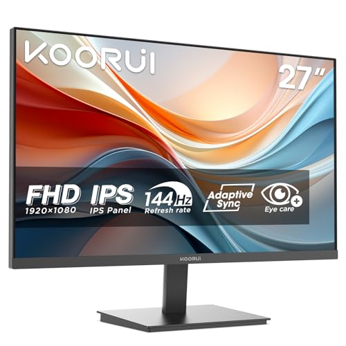 KOORUI E2711K 27 Zoll Monitor, 144Hz FHD IPS Gaming Monitore, 99{564c99d4caea5b2fc4245d12afeaf2136e787d43866e7d0a982174ddb0321035} SRGB Adaptive Sync Eye Care PC Gamer Bildschirm, VESA 100x100mm KOORUI E2711K 27 Zoll Monitor, 144Hz FHD IPS Gaming Monitore, 99{564c99d4caea5b2fc4245d12afeaf2136e787d43866e7d0a982174ddb0321035} SRGB Adaptive Sync Eye Care PC Gamer Bildschirm, VESA 100x100mm
