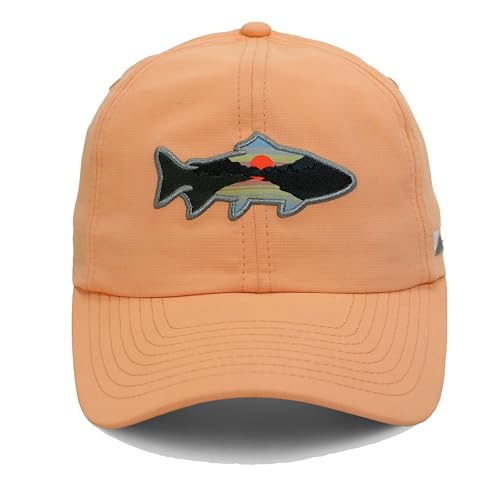 Paramount Outdoors - Women's Ponytail Sunset Trout 6-Panel Unstructured Women's Fishing Hat Snapback (Coral - One Size)