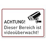 Achtung Videoüberwachung Schild (30x20 cm Alu) - Warnschilder und Hinweisschilder - Videoüberwacht Schilder (Metall)