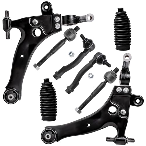 Image of Detroit Axle - Front End Kit for Hyundai 2002-2005 Sonata XG350, 2001 XG300, 2001-2006 Kia Optima, 2 Lower Control Arms 4 Inner Outer Tie Rod End Links 2 Tie Rod Boots Replacement