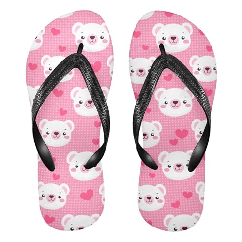 Burbuja White Bear Faces Flip Flops for Women Men, Soft Thong Sandals Rubber Slippers for Pool Beach Essentials