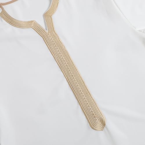 Men's Arabic Kaftan Short Sleeve Big and Tall Muslim Robes Embroiderers Chiffon Muslim Causal Loose Clothing for Men2