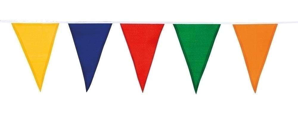Boland - Bandierine, Lunghezza 10 Metri, Catena per Bandiere, ghirlande in plastica, Decorazione da Appendere, Carnevale, Festa a Tema, Compleanno, Asilo, Discoteca