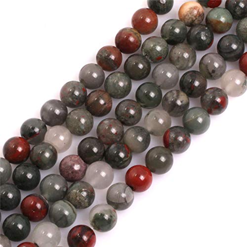 GEM-Inside Natural 8mm Africa Bloodstone Gemstone Loose Beads Round Crystal Energy Stone Power Beads for Jewelry Making 15