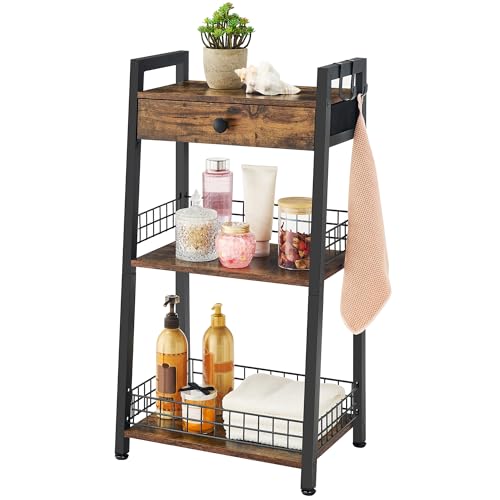 Gewudraw 3-Tier Ladder Shelf with Drawer