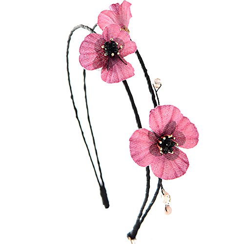 LUCKYOON Elegant Crystal Flower Handmade Hair Hoop Girls Women Gift (Pink)