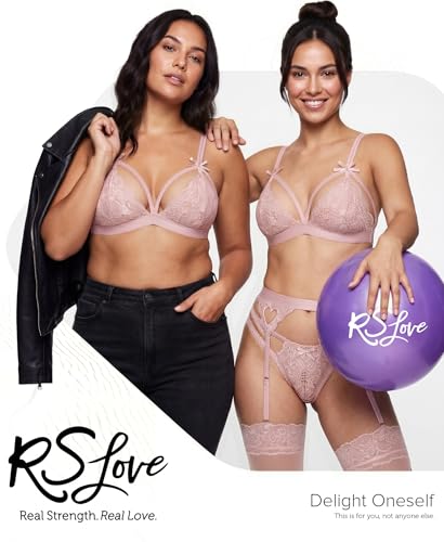Image of RSLOVE Women Lingerie Set with Garter Belt | Heart Cutout Lace Design, Adjustable Fit, Soft Stretch Fabric, 3 Piece Romantic Lingerie Set