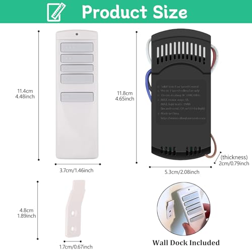Image of Universal Ceiling Fan Remote Control Kit Replacement for Harbor Breeze