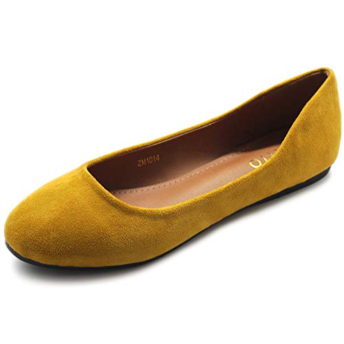 Ollio Womens Shoe Ballet Light Faux Suede Low Heels Flat